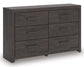 Prendonea - Six Drawer Dresser - Charcoal