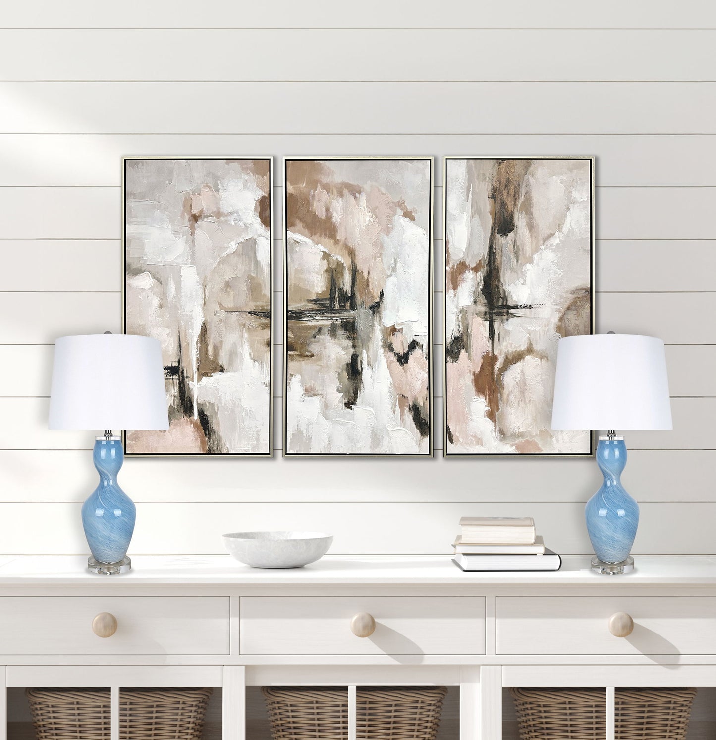 "Azure Elegance" Art Glass Table Lamp (Set of 2) - Blue Art Glass