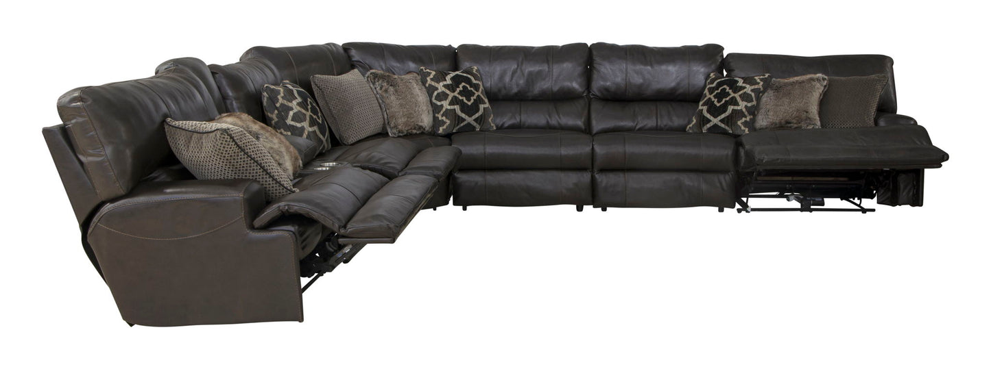 Como - 7 Piece Italian Leather Match Reclining Sectional