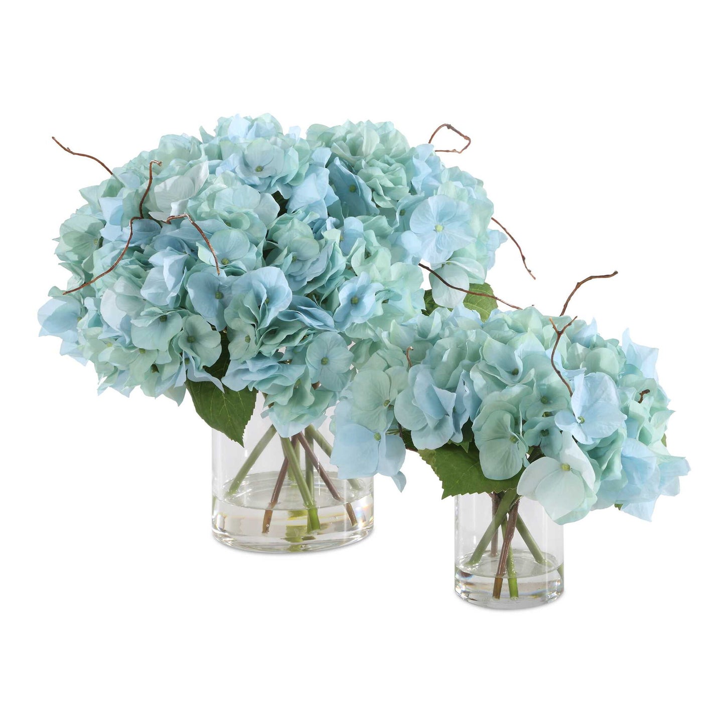 Tranquil - Blooms In Glass Vases (Set of 2) - Blue