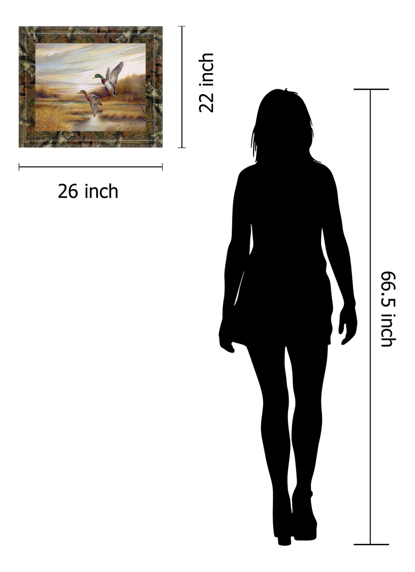 22x26 Mallards By Ruanne Manning And Mossy Oak Native Living - Framed Print Wall Art - Dark Brown