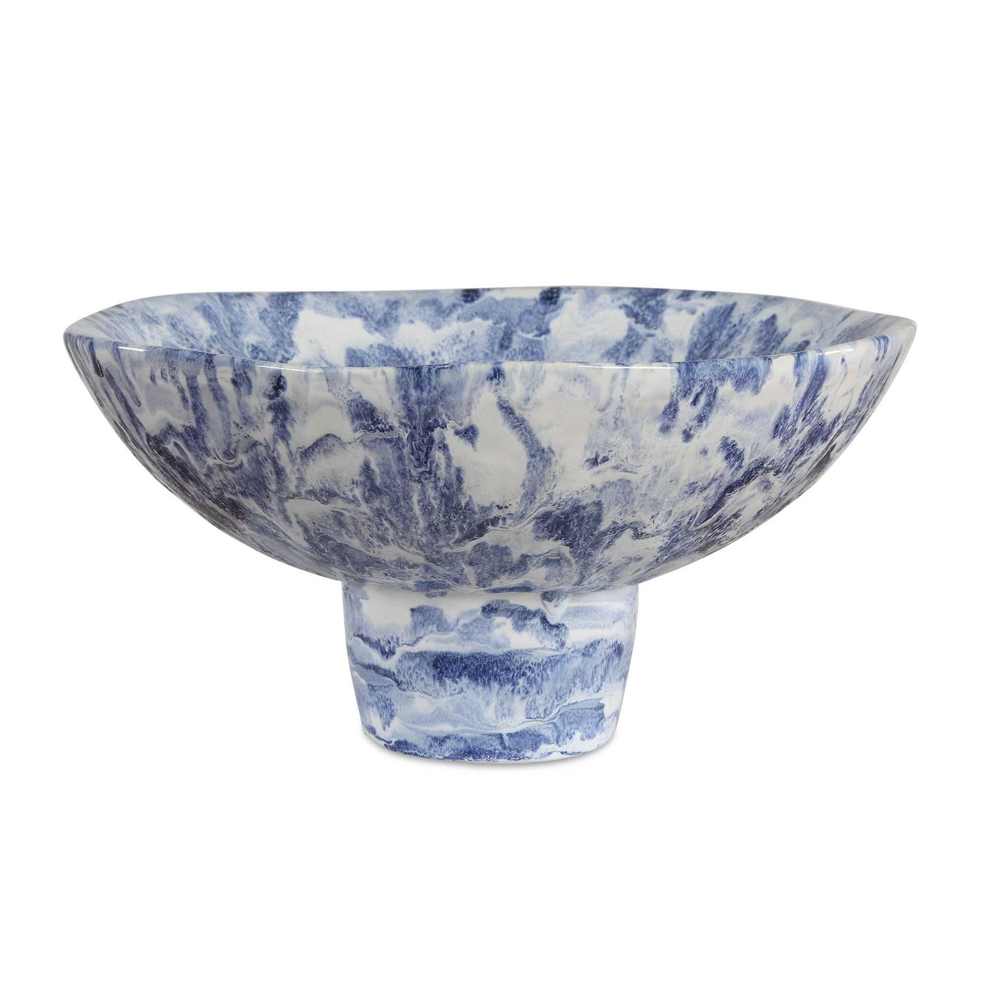 Indigo - Marble Pedestal Bowl - Blue,White