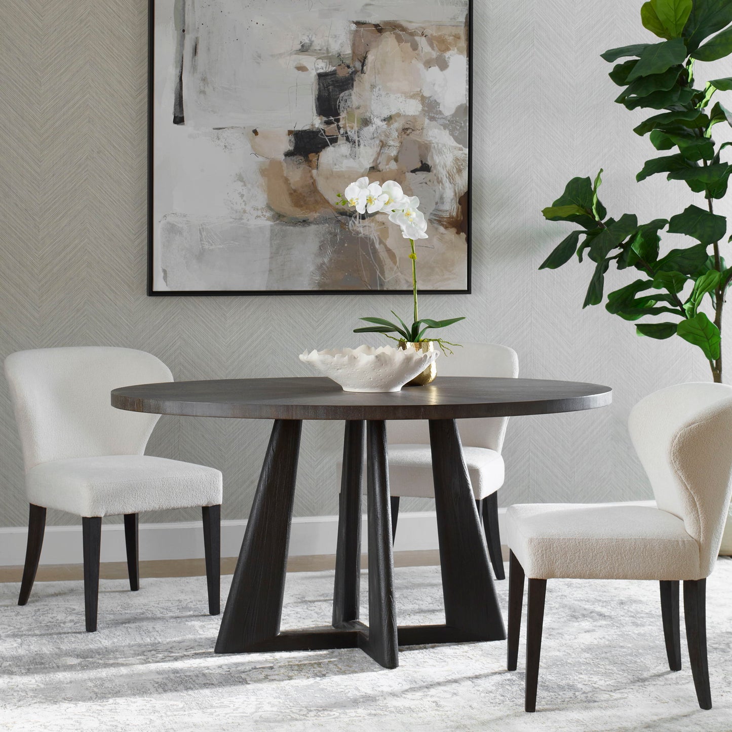 Pulsar - Round Walnut Dining Table - Gray