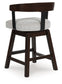 Haddigan - Upholstered Swivel Barstool (Set of 2) - Dark Brown