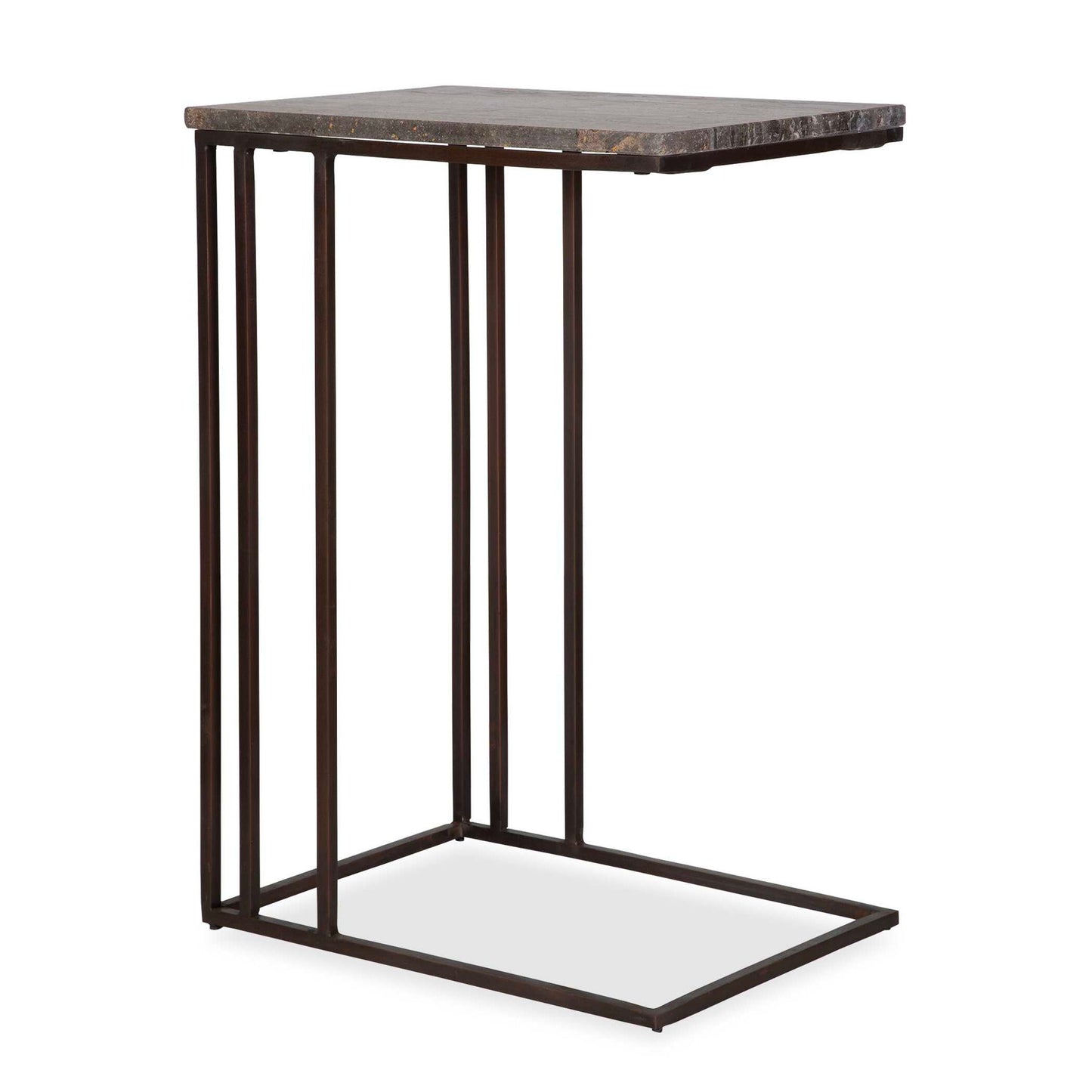 Theodore - Travertine Accent Table - Dark Brown