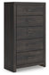 Hollivern - 4 Pc. - Twin Panel Storage Bed, Dresser, Mirror And Chest - Dark Gray