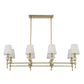 Arques - 8 Light Linear Chandelier - White / Gold