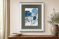 Lanterns II By June Erica Vess, Mirrored Frame - Blue