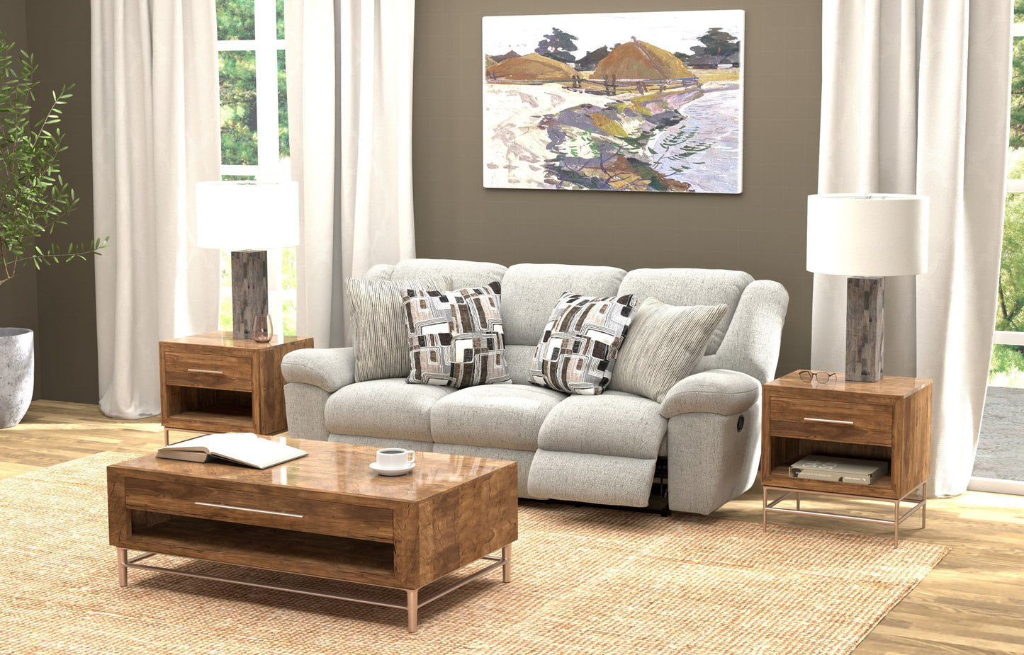 Trifecta - Sofa With 3 Recliners and Drop Down Table