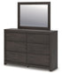 Fraluna - 3 Pc. - Queen Panel Storage Bed, Dresser And Mirror - Charcoal