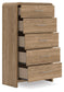 Gramburg - Five Drawer Chest - Warm Natural Brown