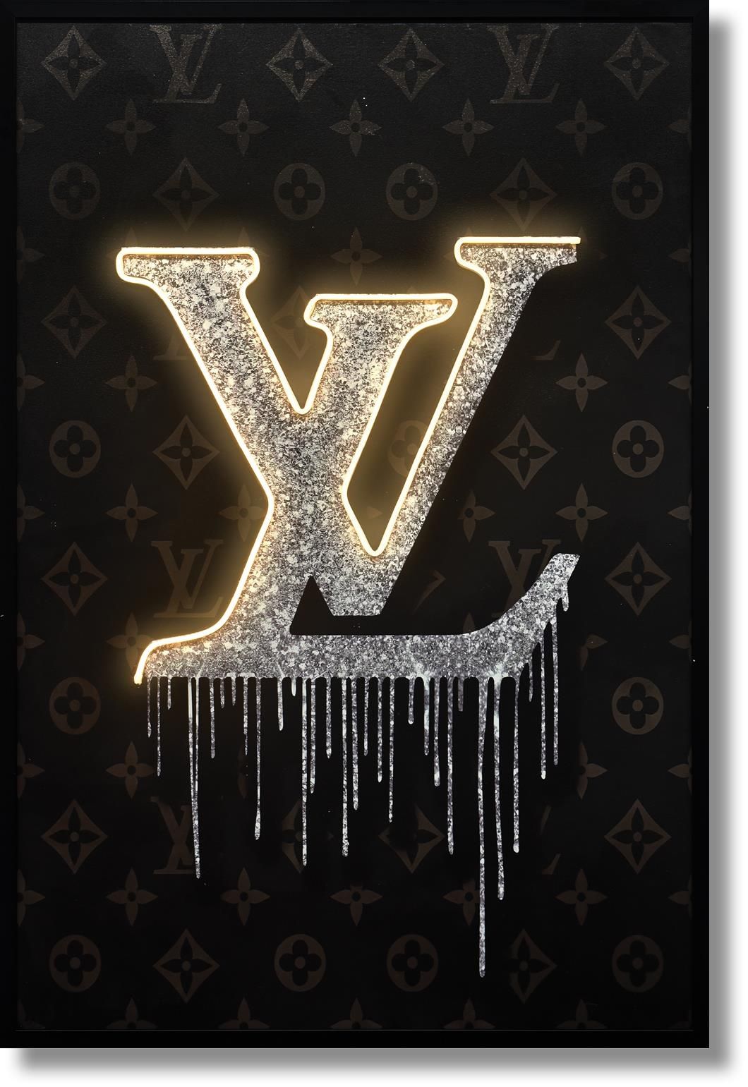 Gilded Drip Monogram - 33" x 48" Framed Wall Art