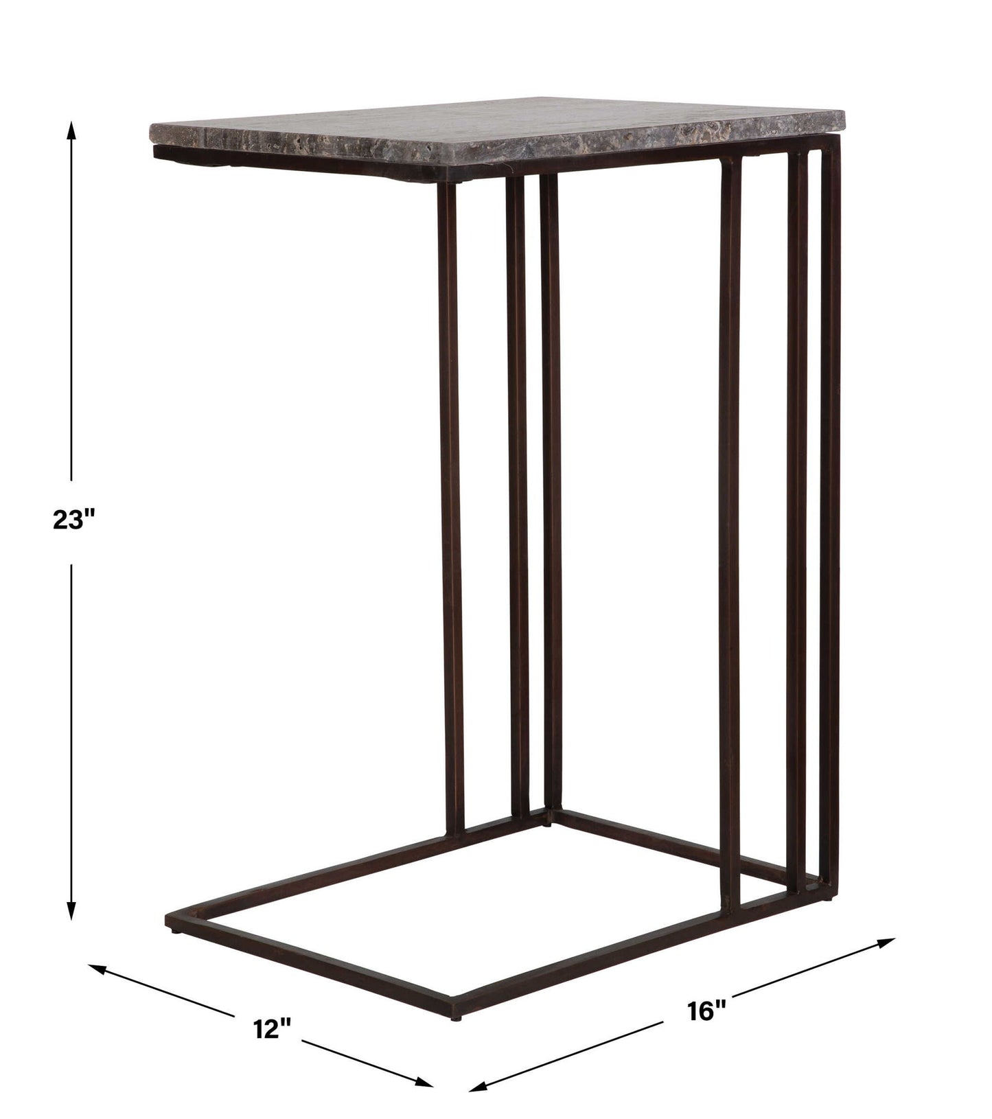 Theodore - Travertine Accent Table - Dark Brown