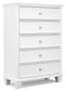 Fortman - Five Drawer Chest - White