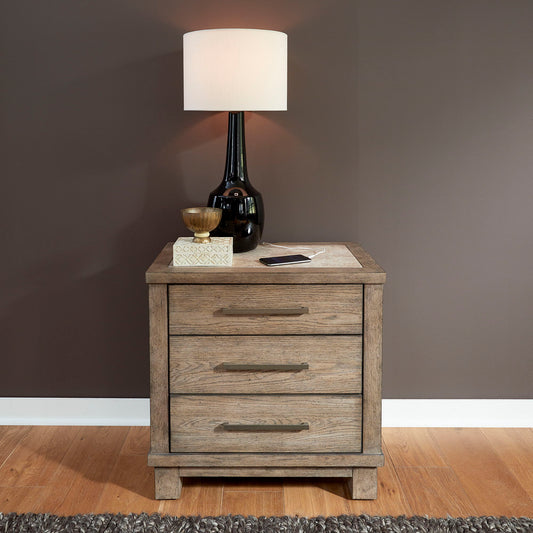Canyon Road - 3 Drawer Nightstand With Charging Station - Light Brown