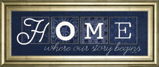 18x42 Home Where Our Story Begins By Marla Rae - Blue