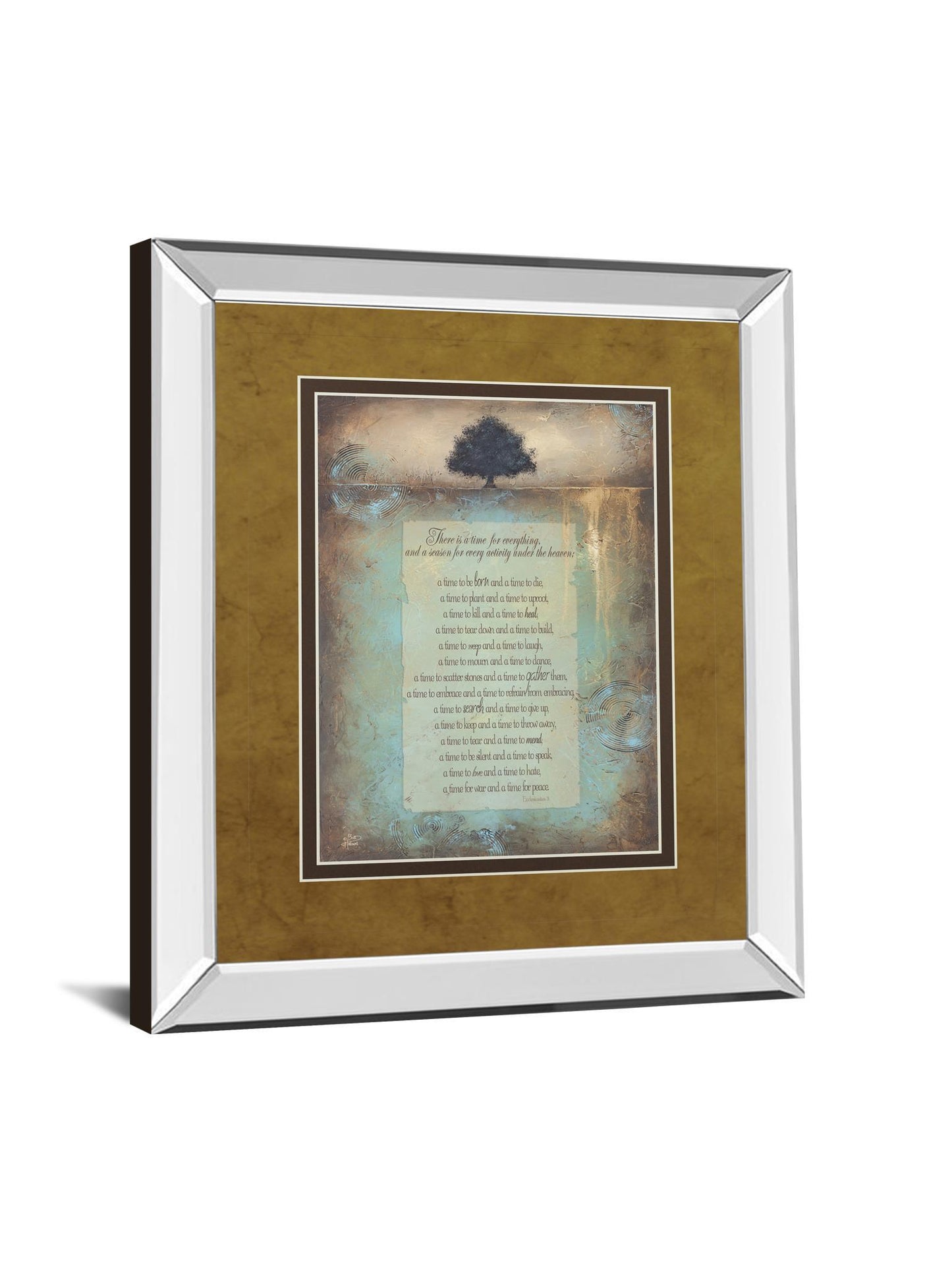 Time For Everything By Brit Hallowell - Mirror Framed Print Wall Art - Blue