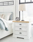 Ashbryn - Three Drawer Night Stand - White / Natural