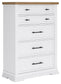 Ashbryn - Five Drawer Chest - White / Natural
