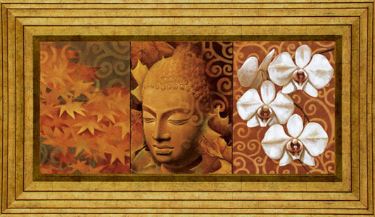 Buddha Panel II By Keith Mallet - Framed Print Wall Art - Orange