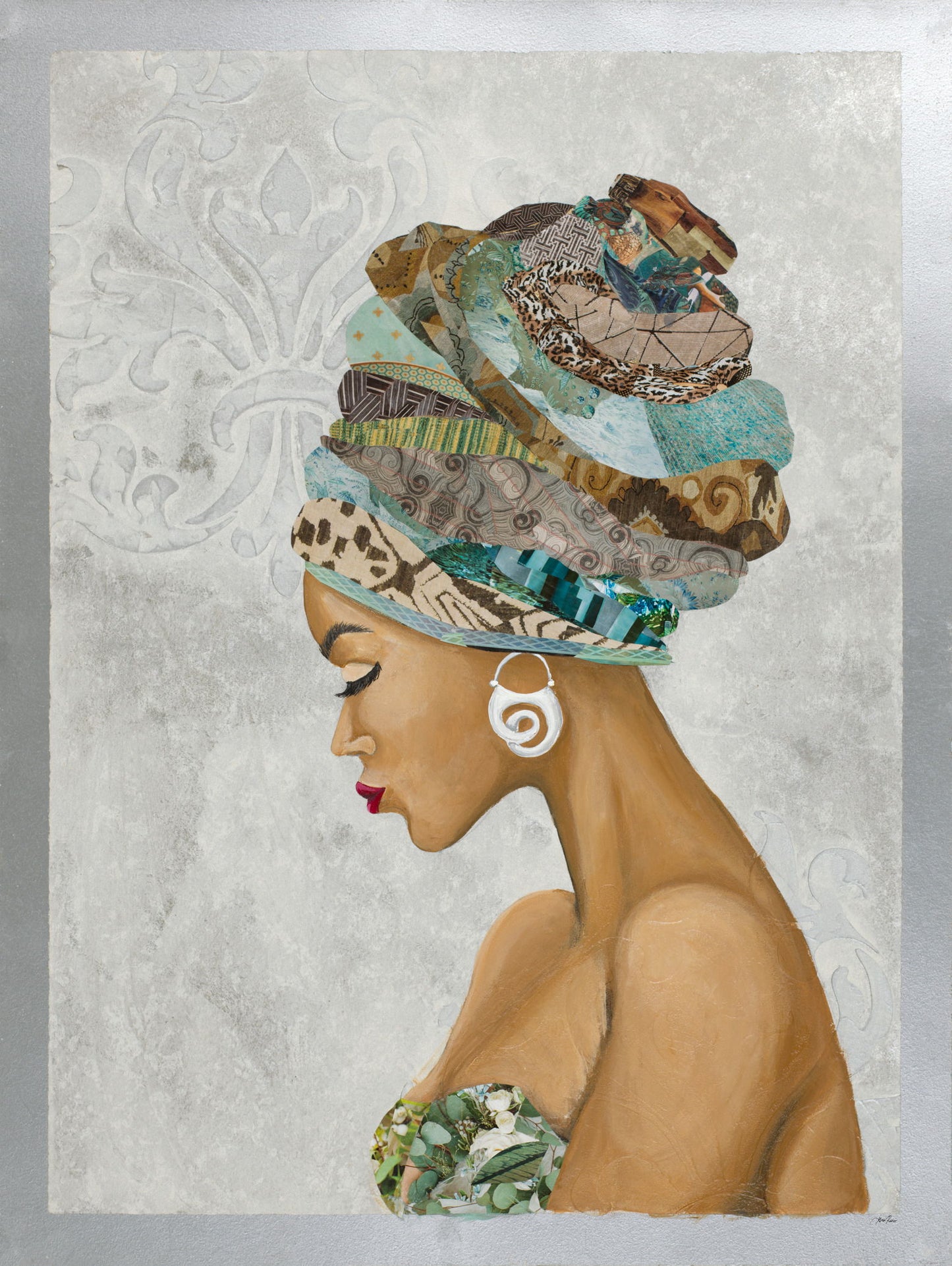 Framed - African Goddess On Silver By Gina Ritter - Gray