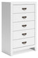 Binterglen - Five Drawer Chest - White