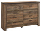 Trinell - Six Drawer Dresser - 61.34" x 15.98" x 42.99" - Brown Dark