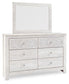 Paxberry - Dresser, Mirror - Medallion Drawer Pulls - Whitewash