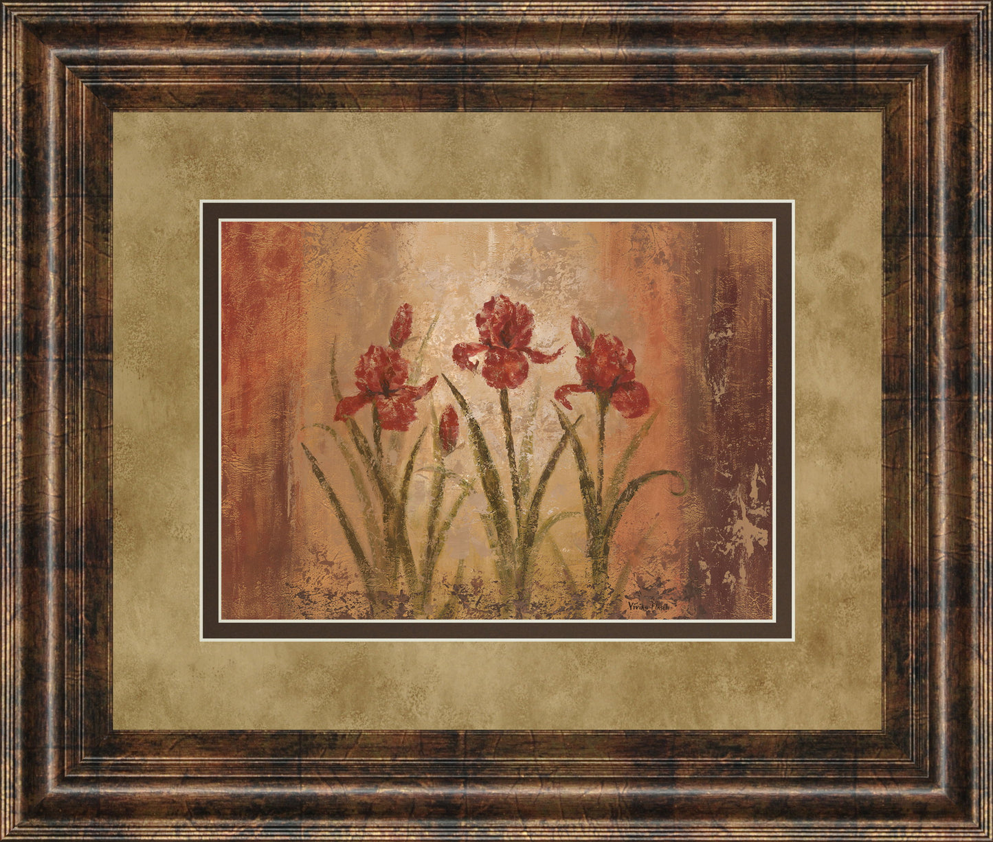 The Iris Style By Vivian Flasch - Framed Print Wall Art - Red