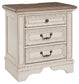 Realyn - Three Drawer Night Stand - White / Brown / Beige