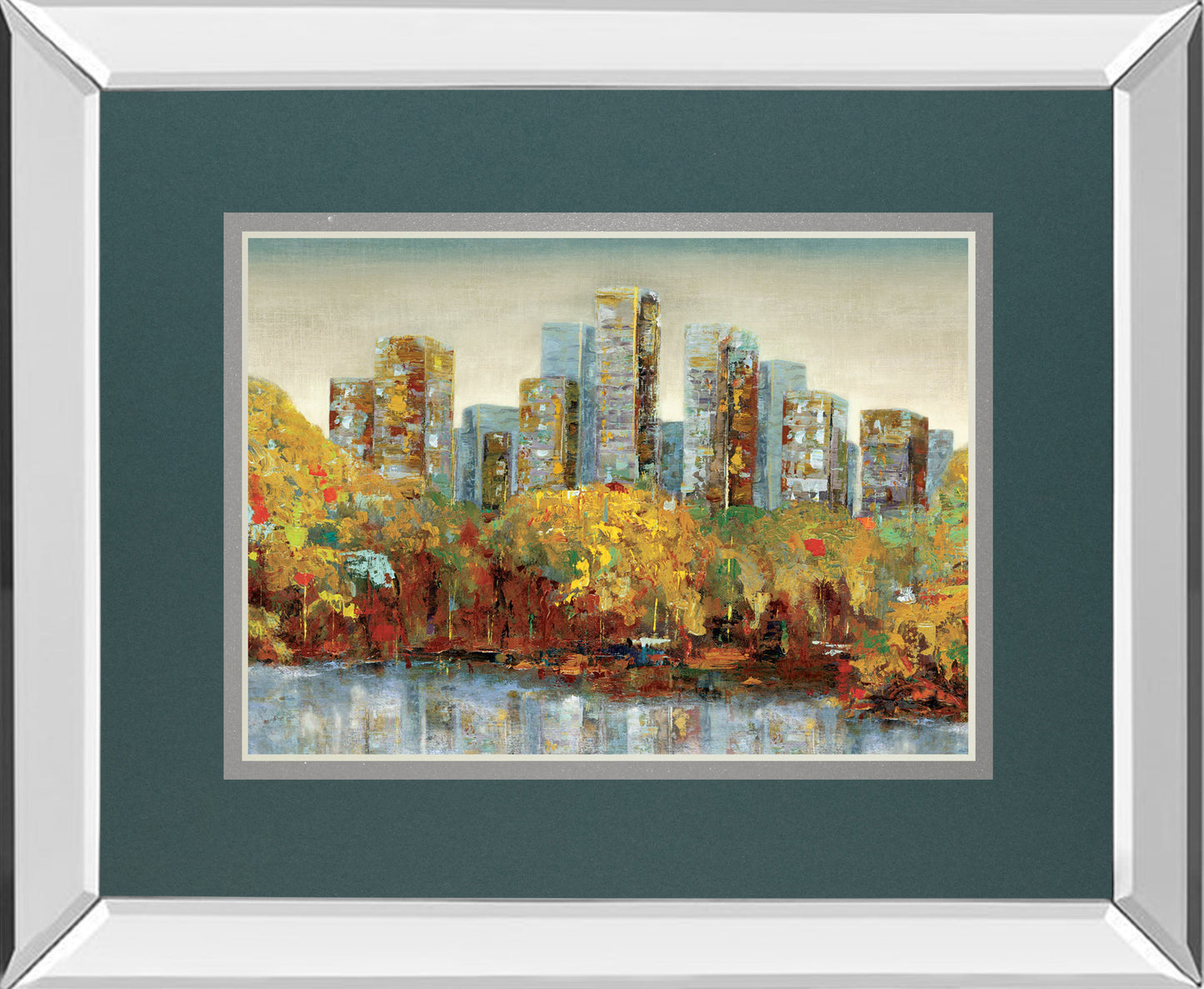 Central Park By Carmen Dolce - Mirror Framed Print Wall Art - Gold