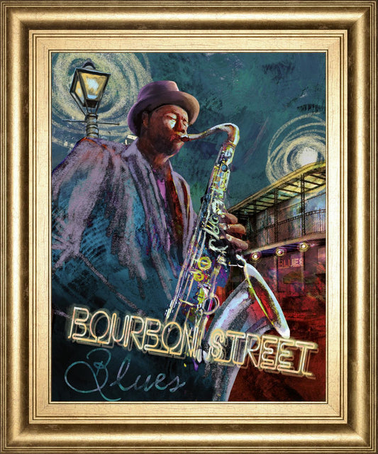 22x26 Bourbon Street Blues By Conrad Knutsen - Blue