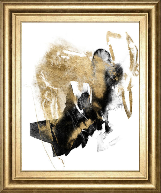 22x26 Black & Gold Splash I By Jennifer Goldberger - Black
