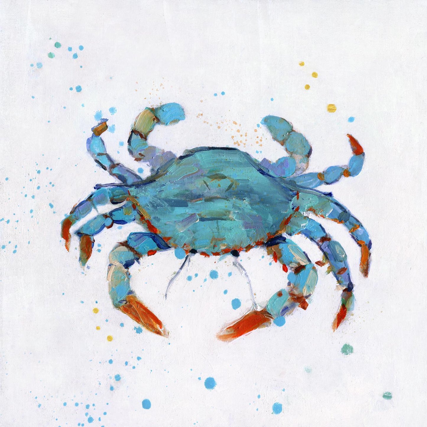 Framed Small - Bubbly Blue Crab By Sally Swatland - Blue