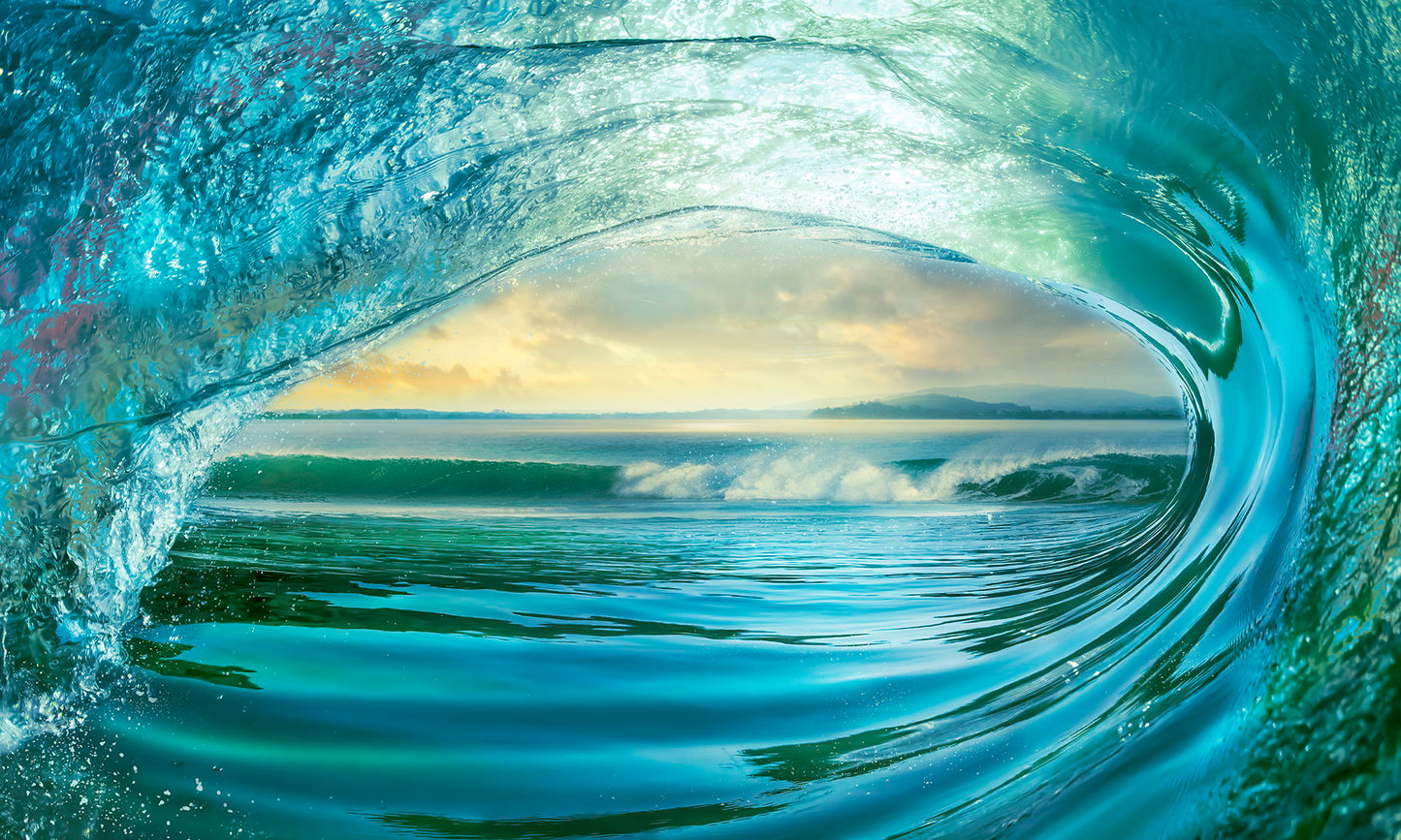Framed - Big Wave By Mike Calascibetta - Blue