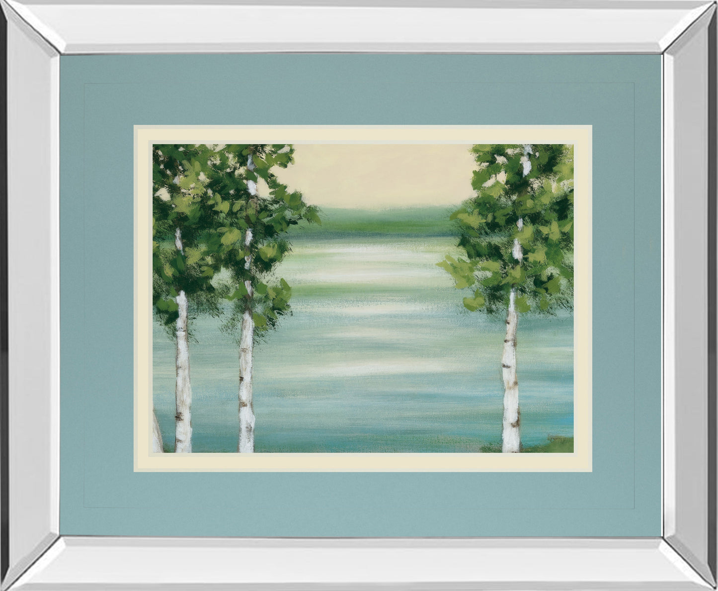 Quiet Lake By Rita Vindeszia - Mirror Framed Print Wall Art - Green
