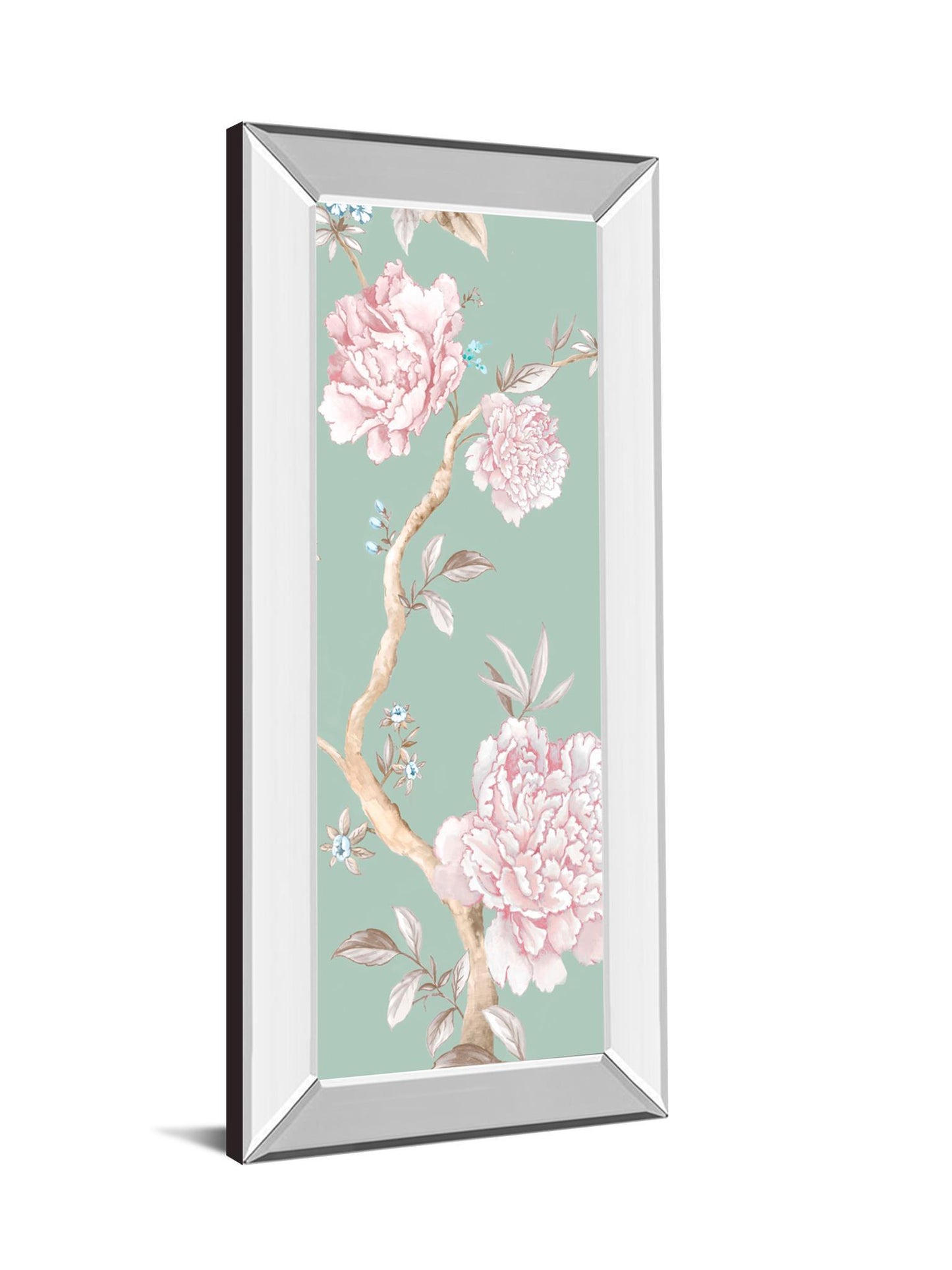 18x42 Oriental Garden I By Eva Watts - Mirrored Frame Wall Art - Green