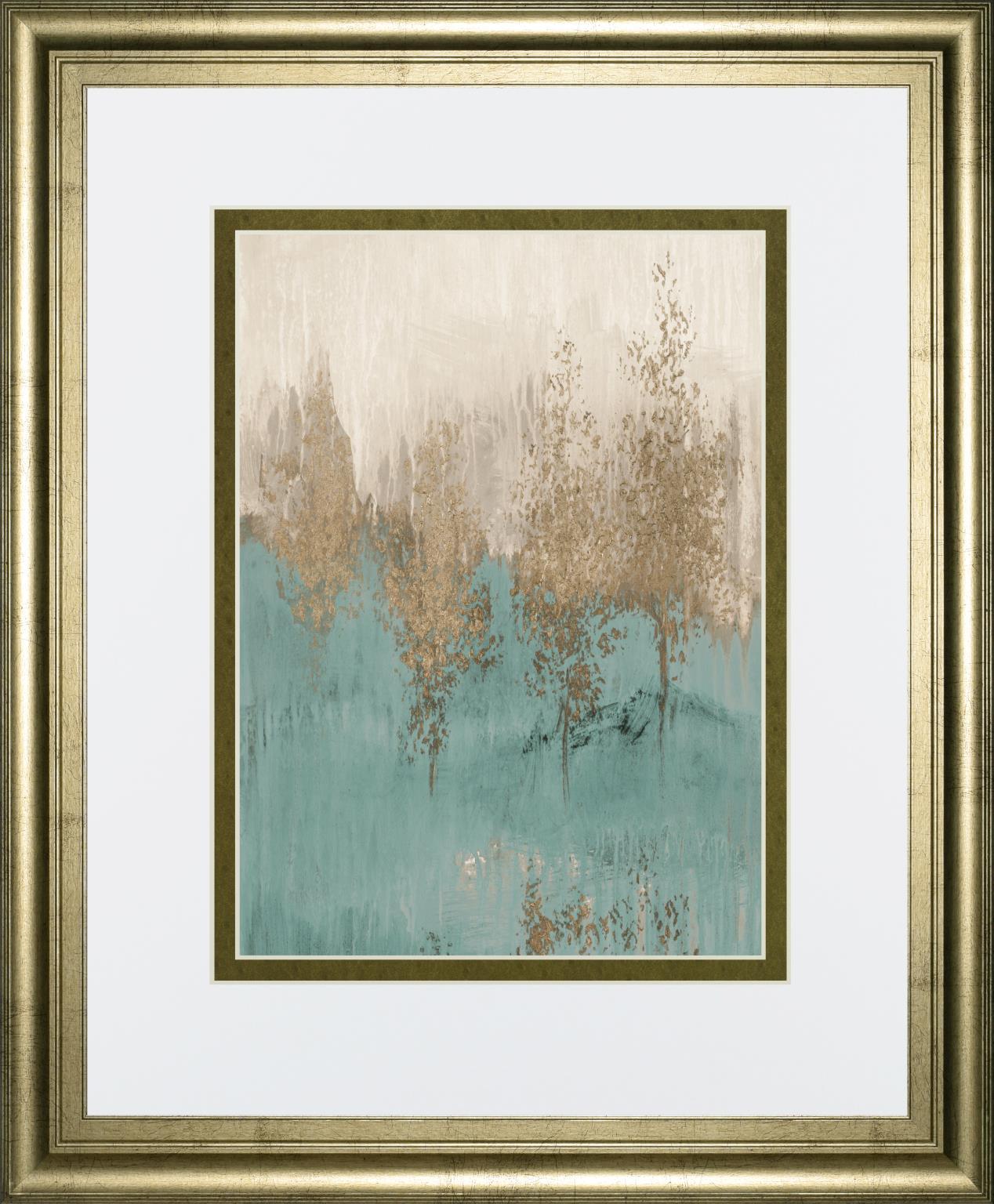Through the Gold Trees Abstract II By LanieLoreth 34x40 - Light Blue