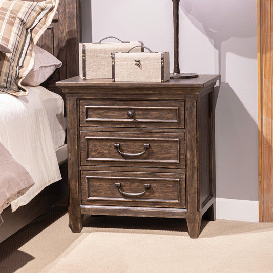 Paradise Valley - Nightstand With Charging Station - Dark Brown
