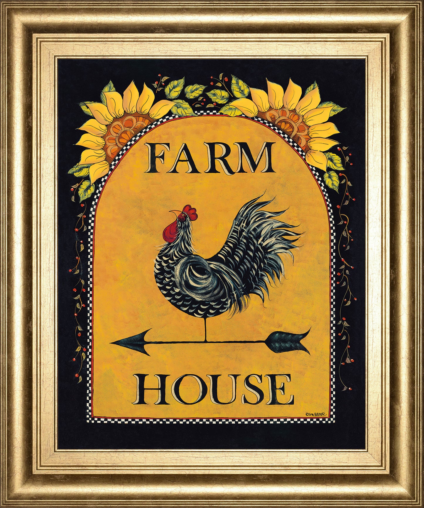Sunny Farmhouse By Lisa Hillker - Framed Print Wall Art - Orange