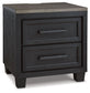 Foyland - Two Drawer Night Stand - Black / Brown