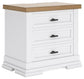 Ashbryn - Three Drawer Night Stand - White / Natural