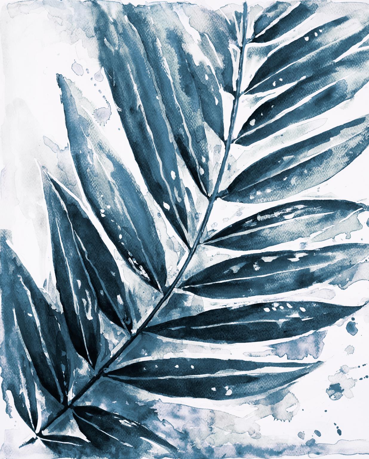 Small - Blue Jungle Leaf I By Patricia Pinto