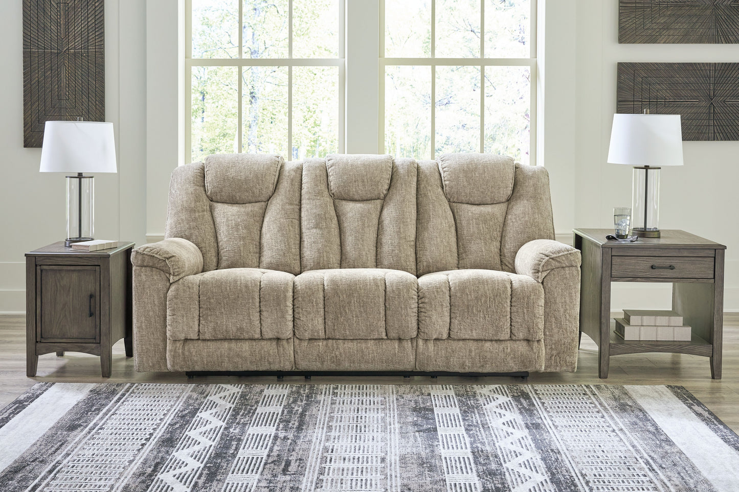 Hindmarsh - Power Reclining Sofa With Adj Headrest - Stone