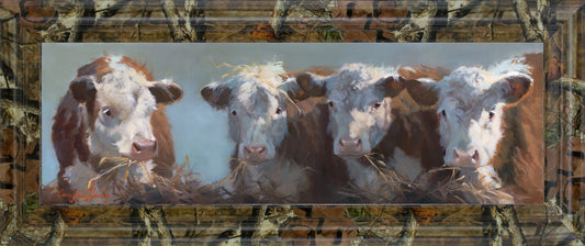 18x42 Little Bull & The Babes By Carolyne Hawley - White