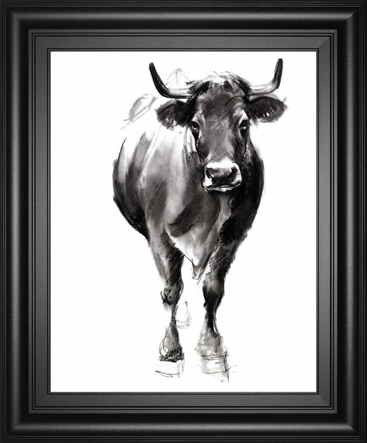 22x26 Charcoal Cattle II By Jennifer Paxton Parker - Dark Gray