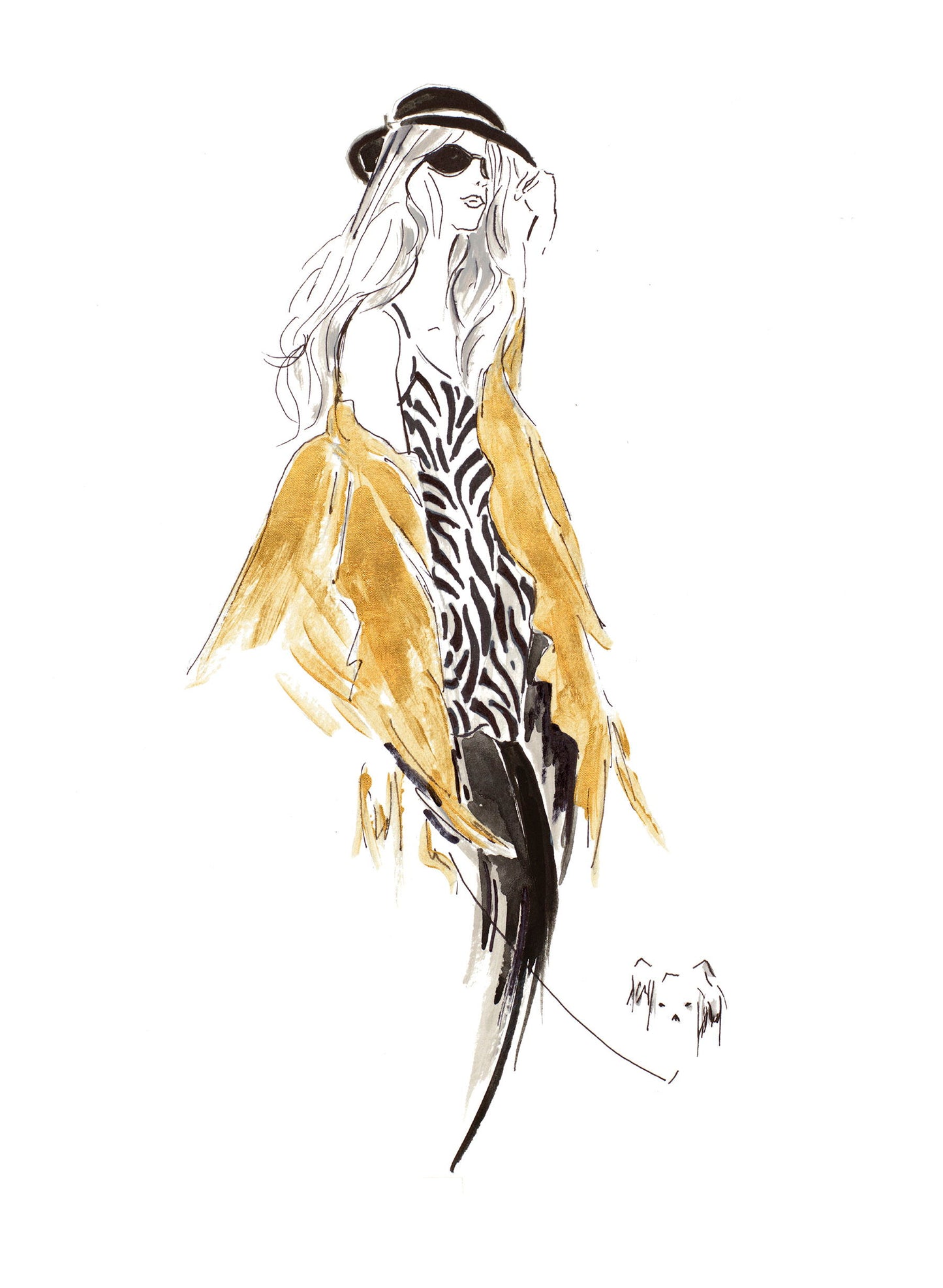 Small - Fashion Sketch II By Patricia Pinto - Yellow