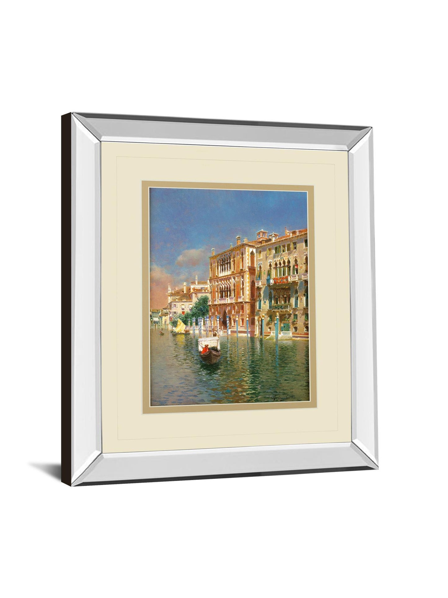 The Grand Canal, Venice By Rubens Santora - Mirror Framed Print Wall Art - Blue
