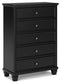 Lanolee - Five Drawer Chest - Black