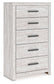 Cayboni - Five Drawer Chest - Whitewash